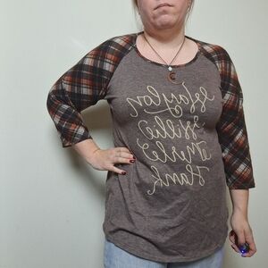 Southern Stitch Country Music Outlaw Waylon Willie Merle Hank Raglan Plaid Top